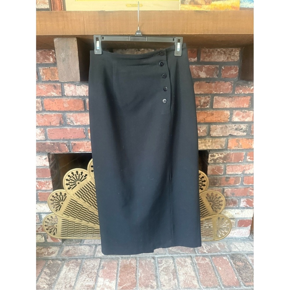 VTG 80s 90s Jones New York Wool Asymmetrical Button Maxi Skirt USA Size 8 EUC